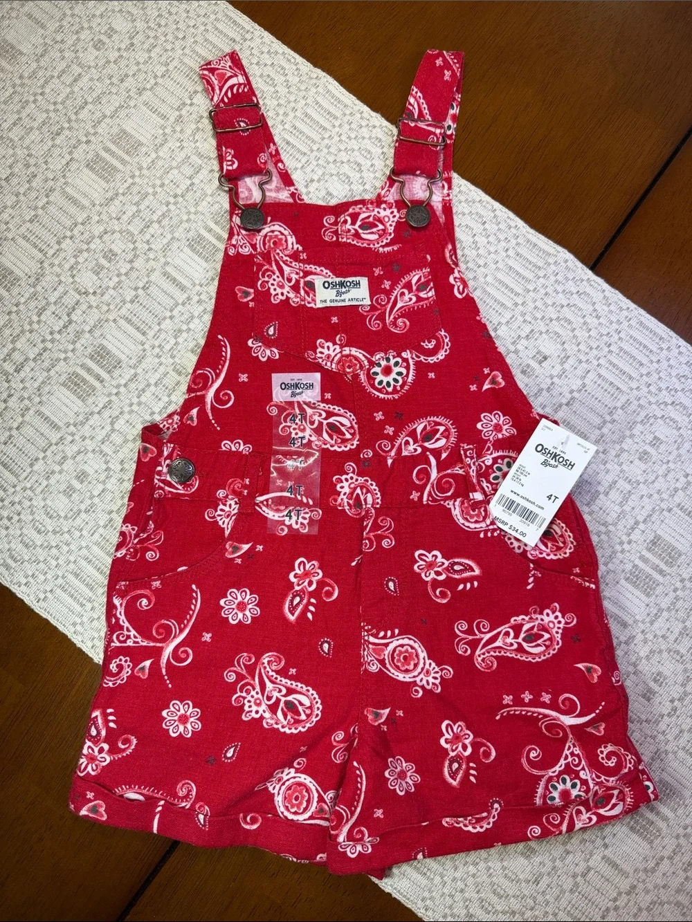 Girls’ OshKosh B'gosh Shortalls Overalls Size 4T